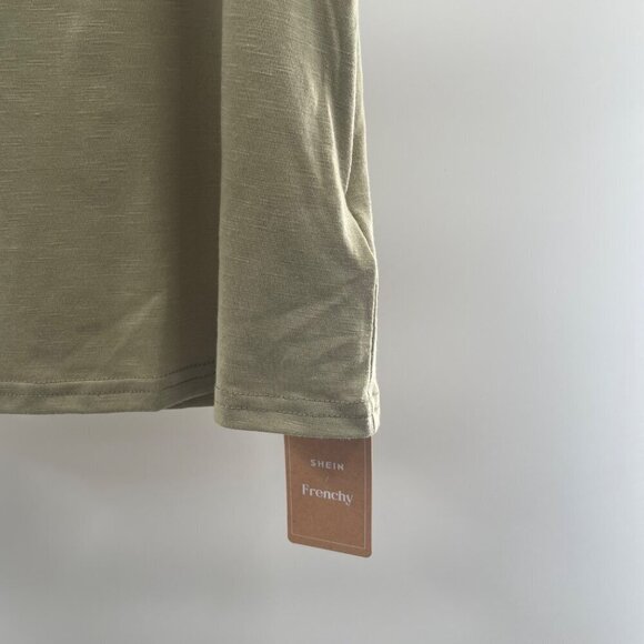 Shein Womens Blouse Short Crochet Sleeve Size Medium Light Green New - Picture 9 of 12